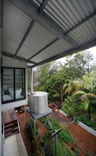 Roof-water collection is an essential component of the sustainability and integrity of the design.